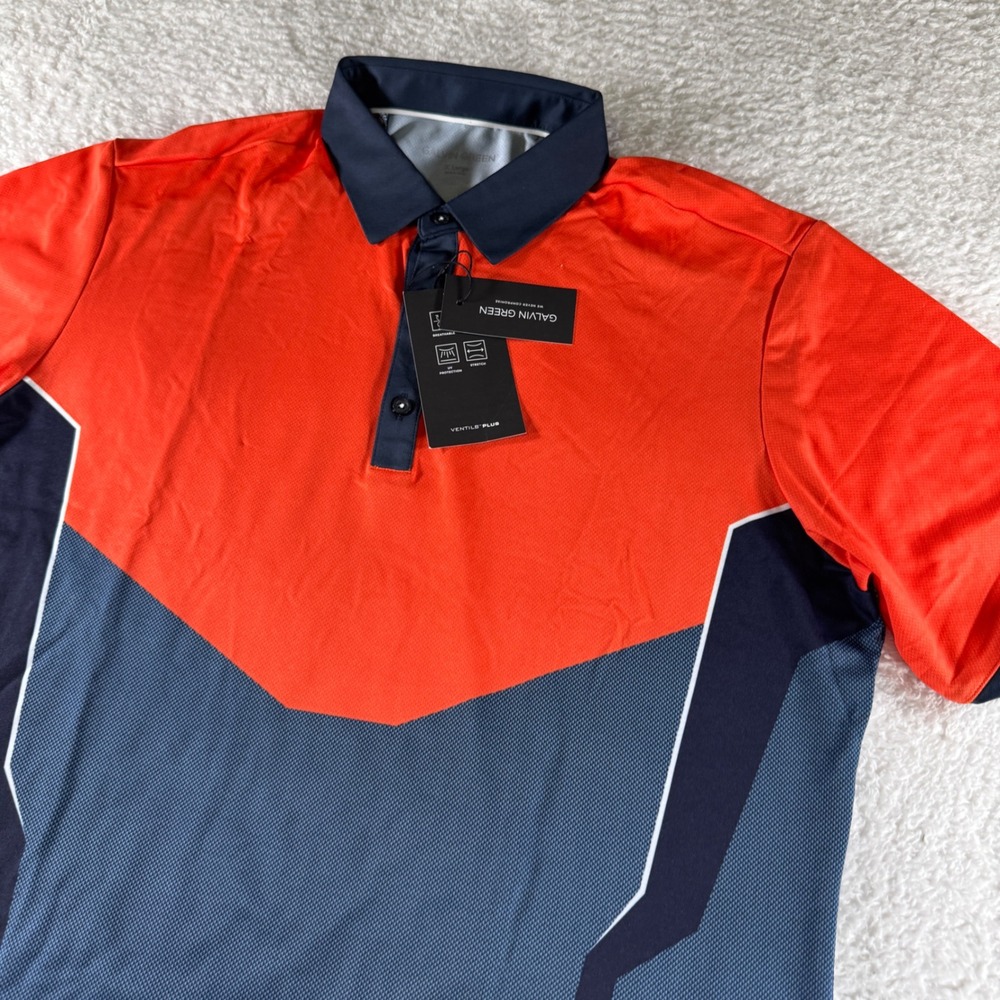 Galvin Green Mateus Ventil8-PLUS Polo Golf Shirt Men XL Athletic Orange Blue NEW